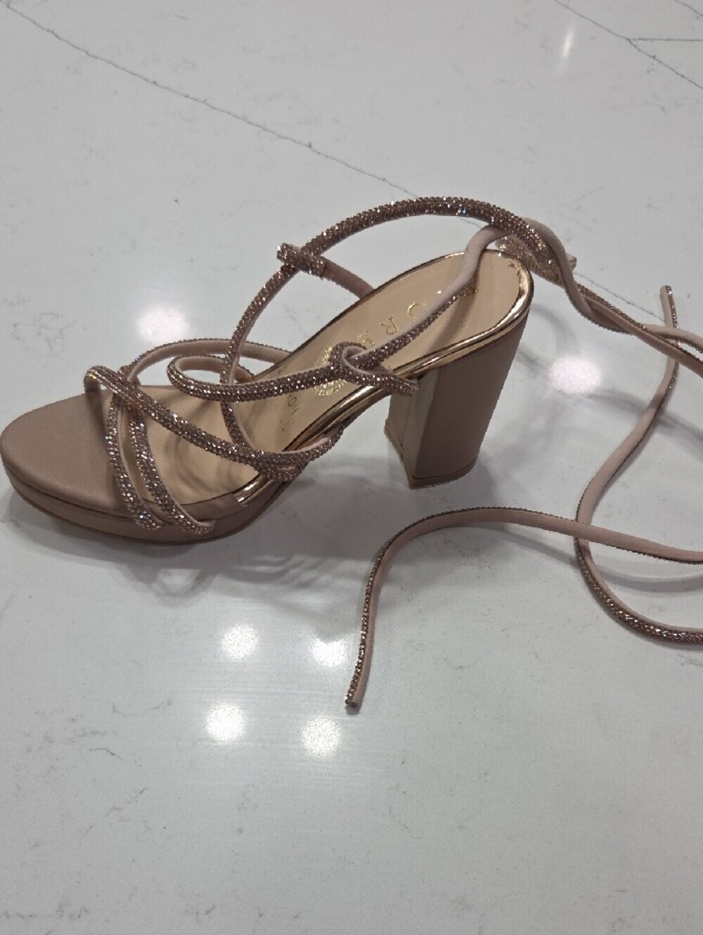Tie Up Heel Sandals Tan And And Ringstones Multi Sizes Available New !! - Picture 3 of 7